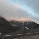 Amazing colors in the clouds which were pouring over the peaks and disappearing.