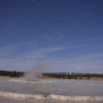 Great Fountain Geyser under the moon. Long exposure.