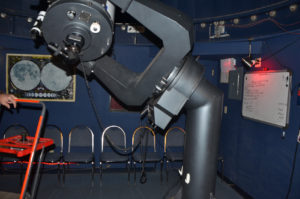 Chairs around the side of the room for folks to hear the presentation and wait their turn at the telescope.