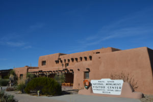 White Sands Visitor Center. Stop here and learn about the origin of the sand as larger Gypsum deposits from the "Playa" Lake Lucerno.